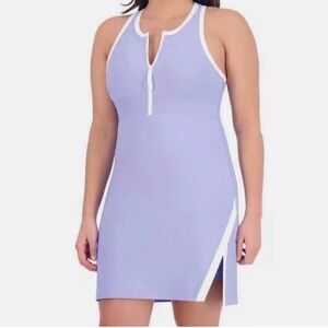 Sage Lavender and White Midi Dress